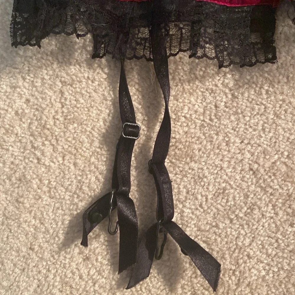 Lovers lane brand velvet corset. Back hooks and push up bra inside - Picture 2 of 15